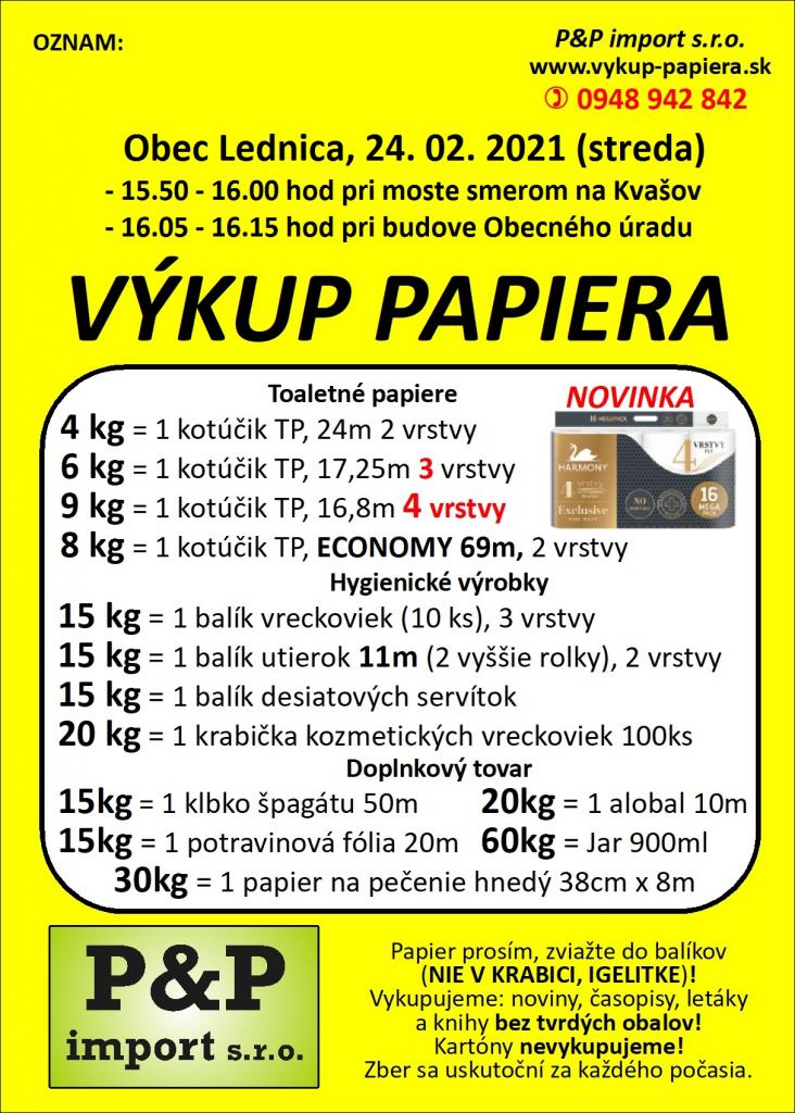 Výkup papiera 24. 02. 2021