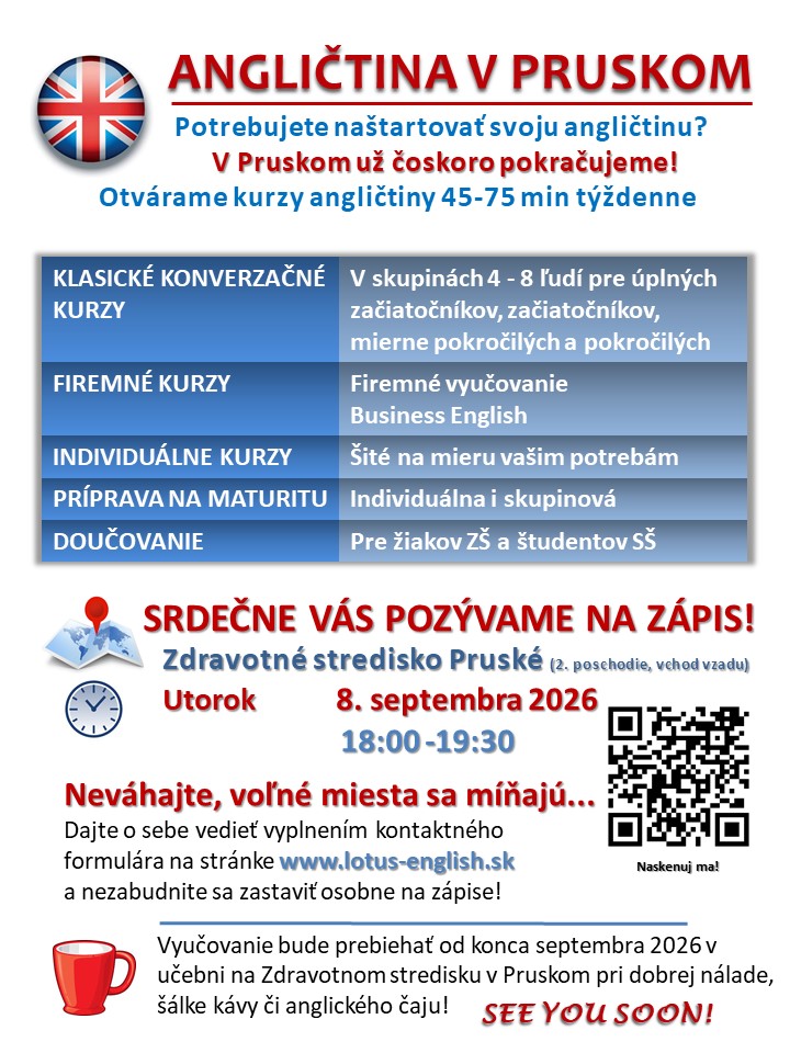 Kurz angličtiny v&nbsp;Pruskom